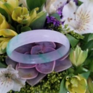 Burmese Lavender Jade & Imperial Green Jade Bracelet SM